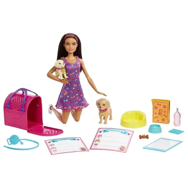 BARBIE ADOTA UM CACHORRINHO COM ACESSÓRIOS E PETS MORENA MATTEL