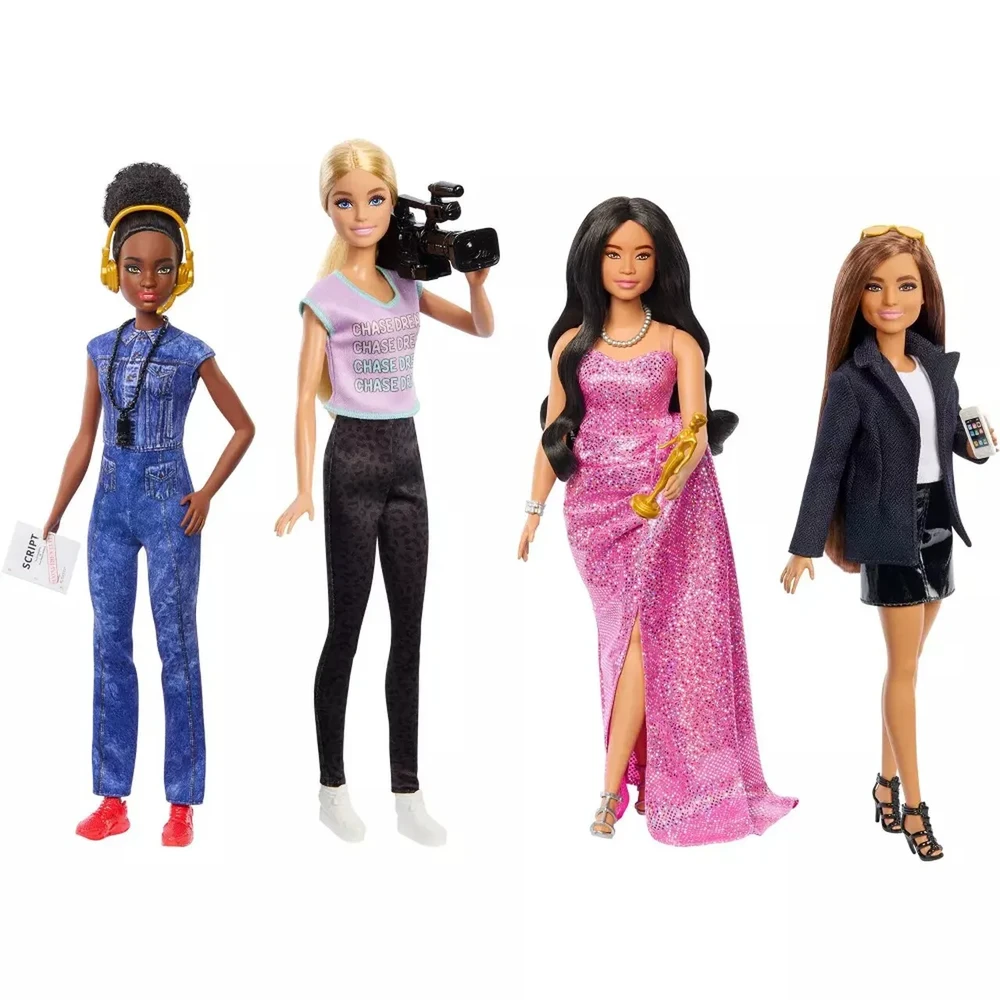 BARBIE I CAN BE DIRETORA DE CINEMA KIT COM 4 BONECAS MATTEL