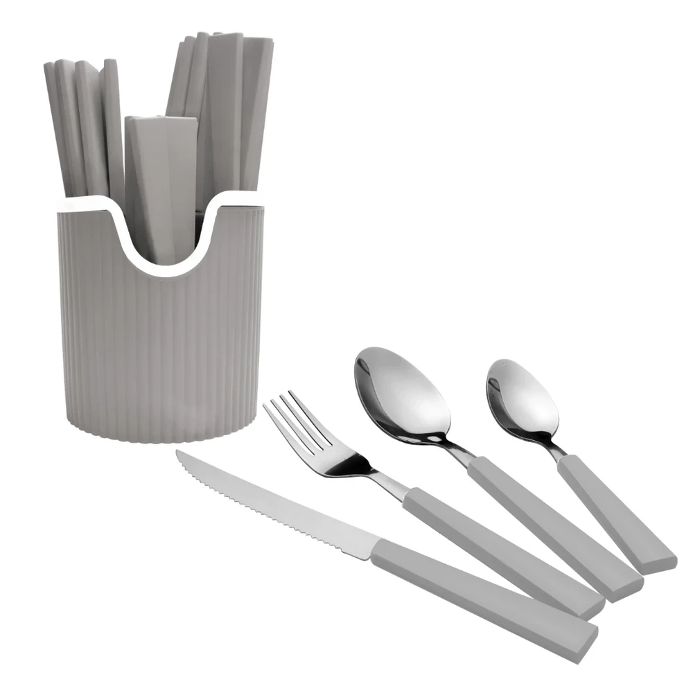 FAQUEIRO AÇO INOX CABO CINZA FULL FIT 25 PEÇAS