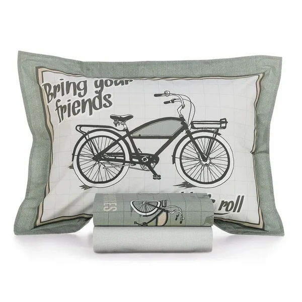 JOGO DE LENÇOL CASAL BIKE 200 FIOS VERDE KARSTEN