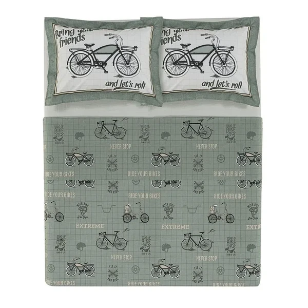 JOGO DE LENÇOL CASAL BIKE 200 FIOS VERDE KARSTEN
