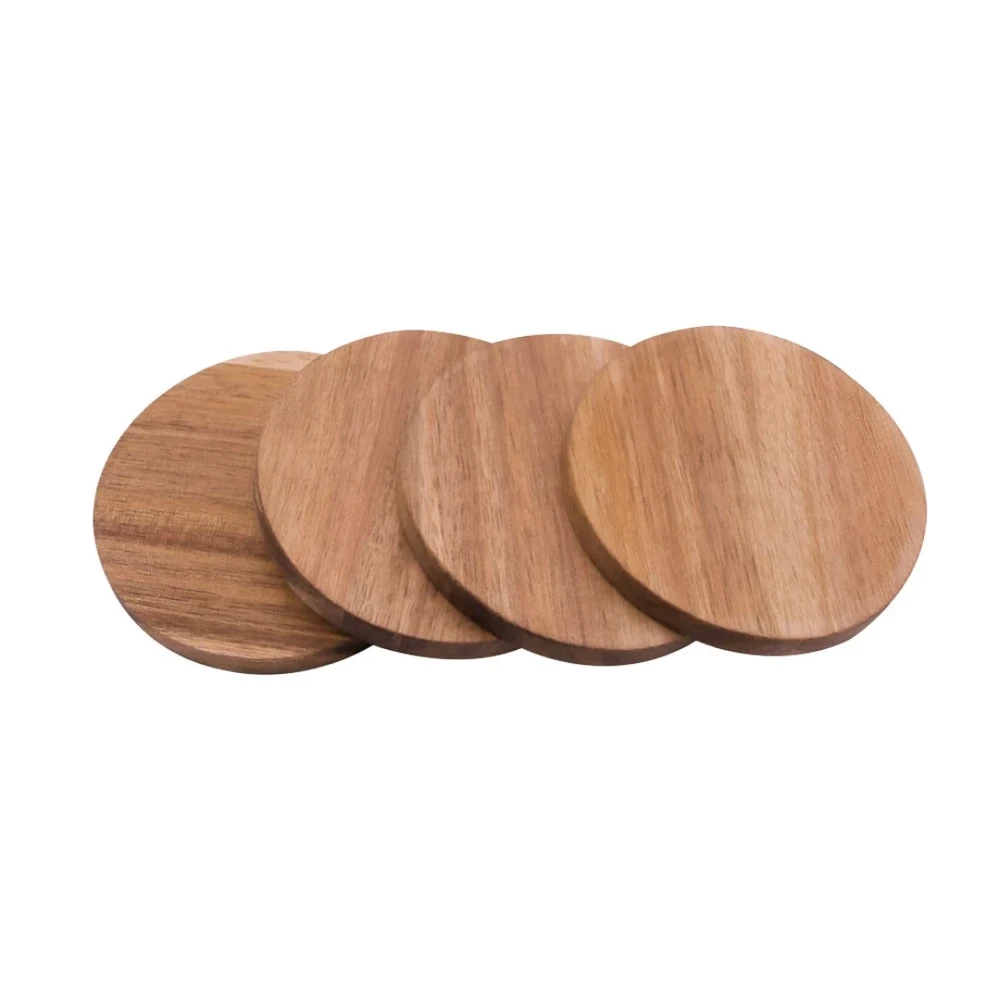 JOGO DE PORTA-COPOS FULL FIT MADEIRA ACÁCIA 4 PEÇAS 10CM