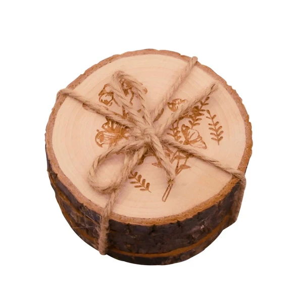 JOGO DE PORTA-COPOS FULL FIT MADEIRA NATURAL 4 PEÇAS 10CM