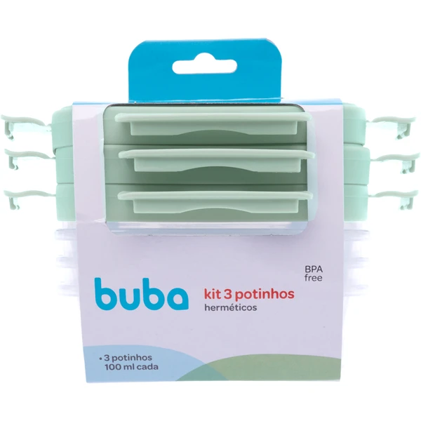 KIT 3 POTINHOS HERMÉTICOS VERDE BUBA