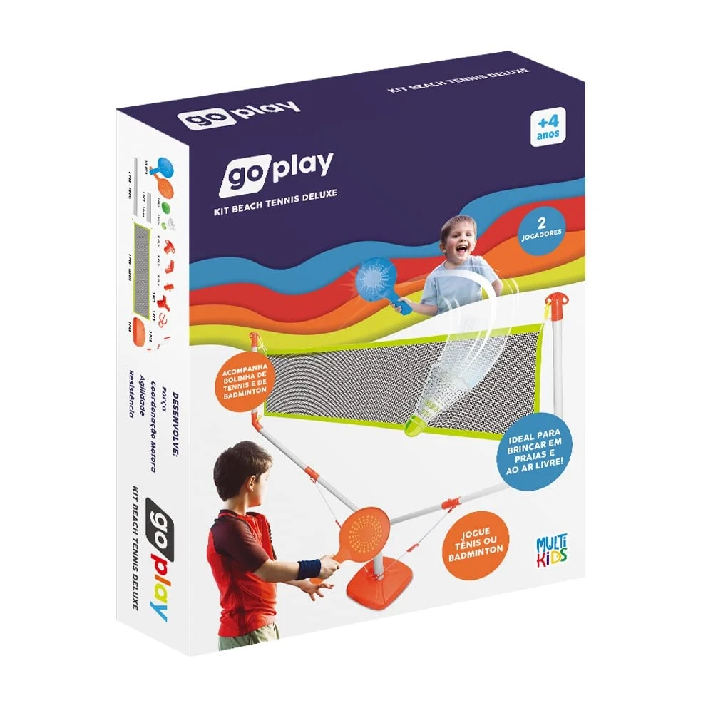 KIT BEACH TENNIS COM REDE DELUXE GO PLAY MULTIKIDS