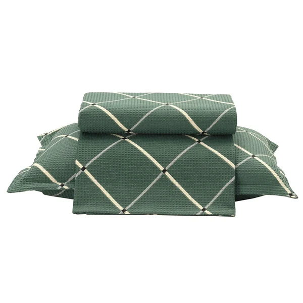 KIT COLCHA SOLTEIRO GAIA PIQUÊ VERDE ESCURO DOHLER