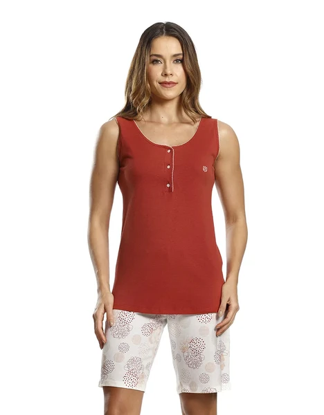 PIJAMA COM ABERTURA PEITORAL E BERMUDA CORAL PAULIENNE