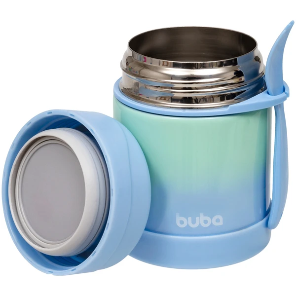 POTE TÉRMICO BUBA COM COLHER DEGRADE AZUL