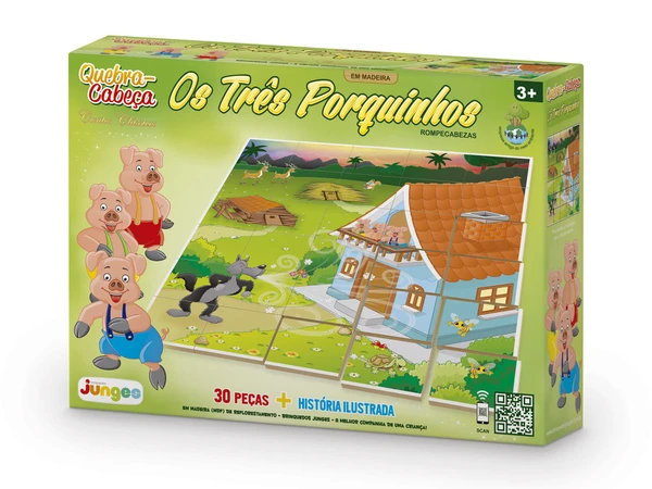 QUEBRA-CABEÇA OS TRÊS PORQUINHOS JUNGES