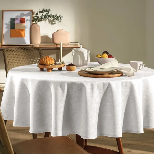 TOALHA DE MESA QUADRADA DELICATA 180X180 BRANCO KARSTEN