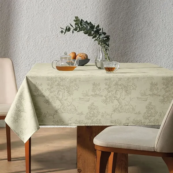TOALHA DE MESA RETANGULAR GRAZIA 160X220 VERDE KARSTEN