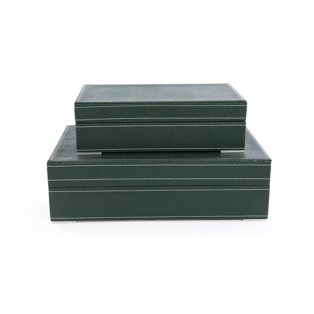 JOGO DE 2 CAIXAS DECORATIVAS VERDE CROMUS