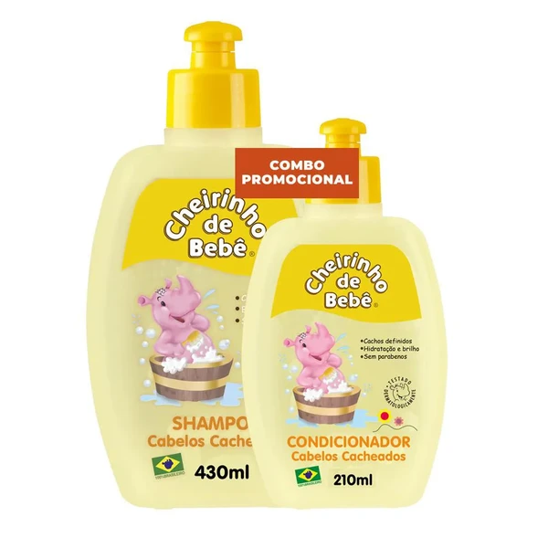 KIT CHEIRINHO DE BEBE SHAMPOO + CONDICIONADOR CABELO CACHEADO 430ML