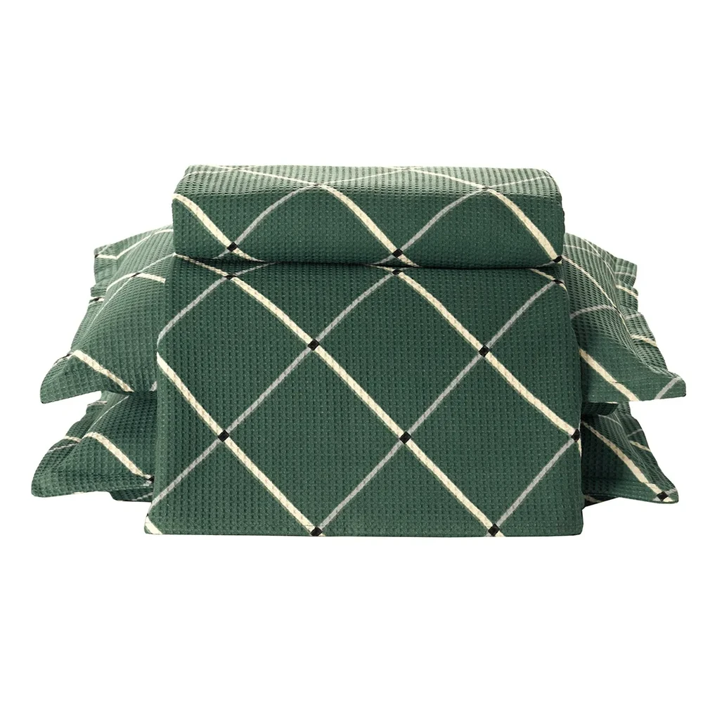 KIT COLCHA CASAL GAIA PIQUÊ VERDE ESCURO DOHLER