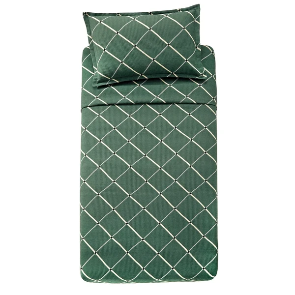 KIT COLCHA SOLTEIRO GAIA PIQUÊ VERDE ESCURO DOHLER