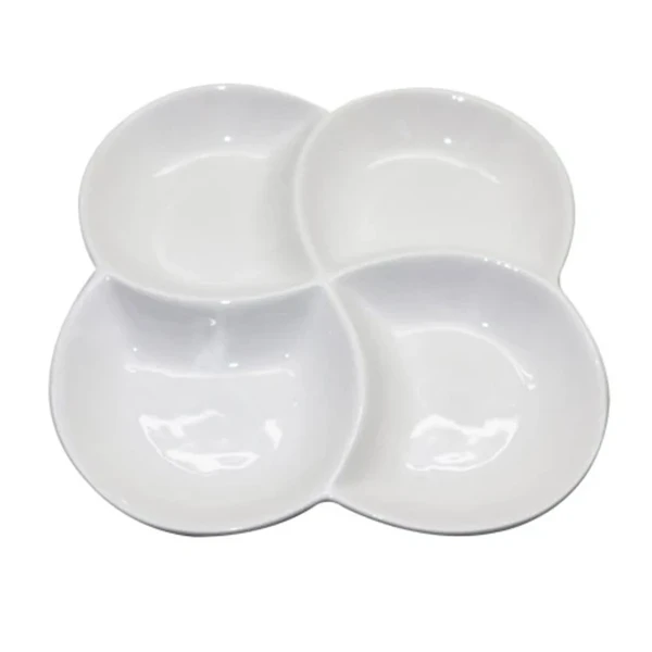 PETISQUEIRA COM 4 DIVISÓRIAS NEW BONE CHINA FULL FIT BRANCA 22CM