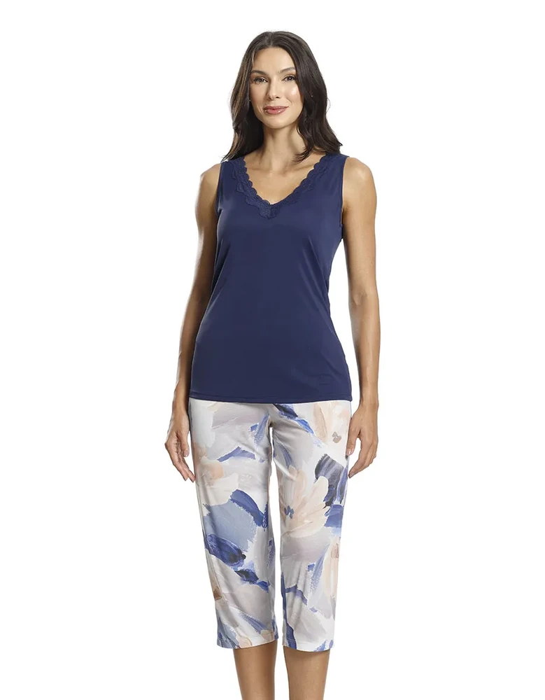 PIJAMA LIGANETE REGATA COM CAPRI AQUARELE PAULIENNE