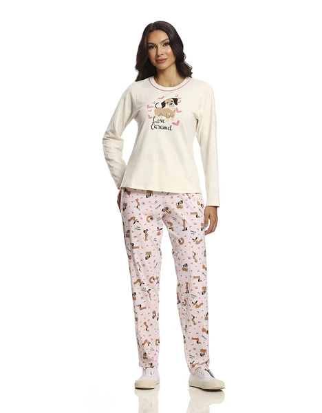 PIJAMA MANGA LONGA COM CALÇA JOVEM DOG PAULIENNE