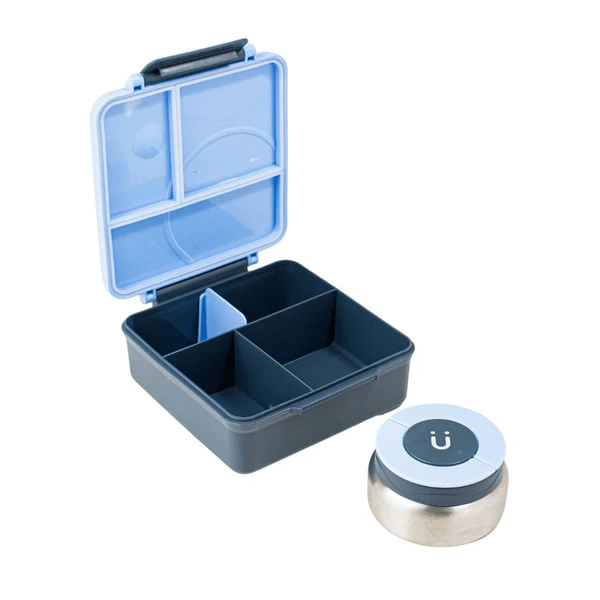 BENTO BOX COM 3 DIVISÓRIAS E POTE TÉRMICO AZUL BUP ONE