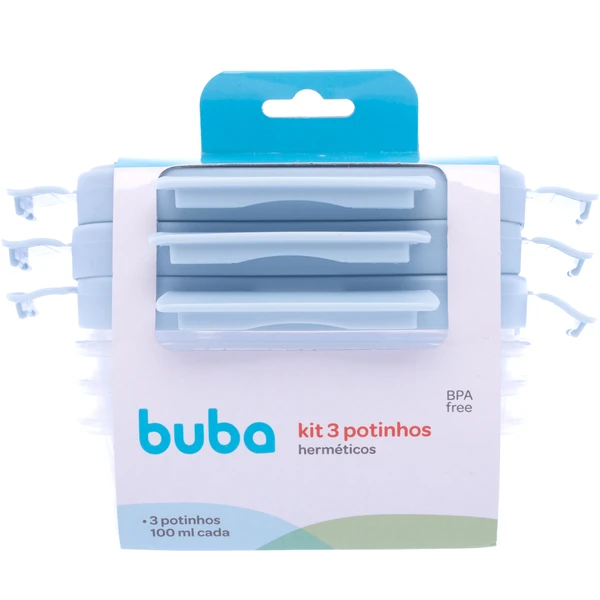 KIT 3 POTINHOS HERMÉTICOS AZUL BUBA