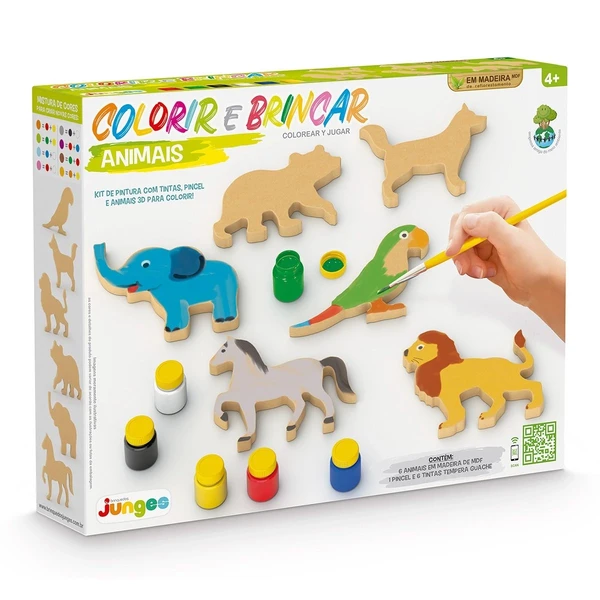 KIT COLORIR E BRINCAR ANIMAIS JUNGES