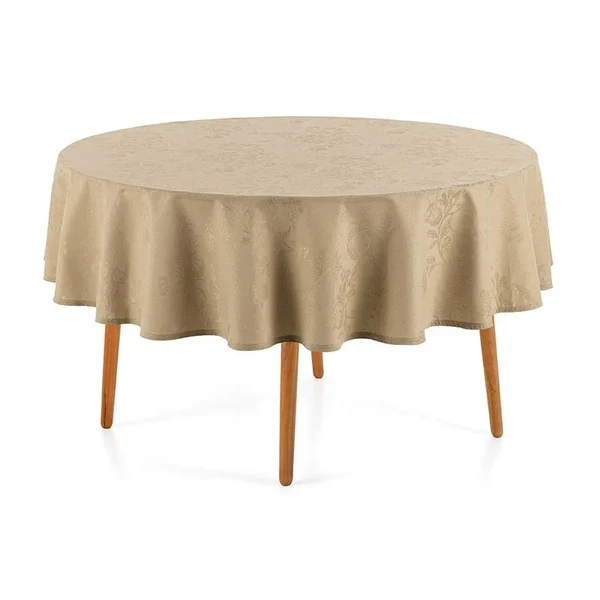 TOALHA DE MESA REDONDA ROMAN 178CM BEGE KARSTEN