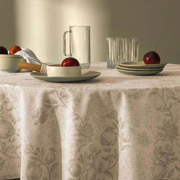 TOALHA DE MESA REDONDA ROMAN 178CM BEGE KARSTEN