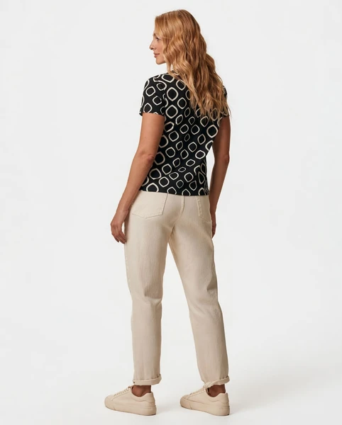 BLUSA FEMININA DECOTE REDONDO ESTAMPADA EM ALGODÃO