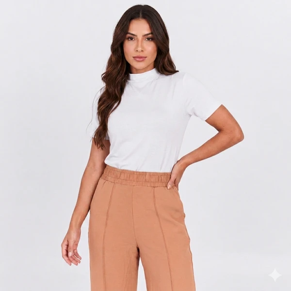 BLUSA FEMININA LUNENDER MANGA CURTA VISCO GOLA REDONDA