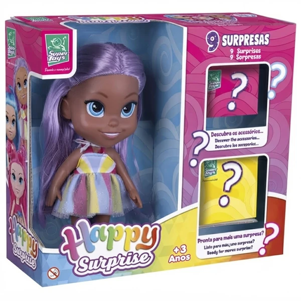 BONECA HAPPY SURPRISE NEGRA SUPER TOYS