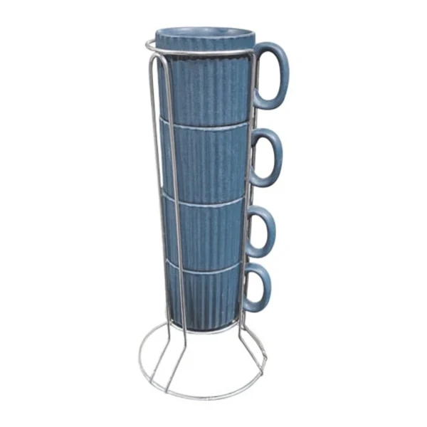 JOGO DE XÍCARAS CHÁ FULL FIT COM SUPORTE 4 PEÇAS 170ML CINZA