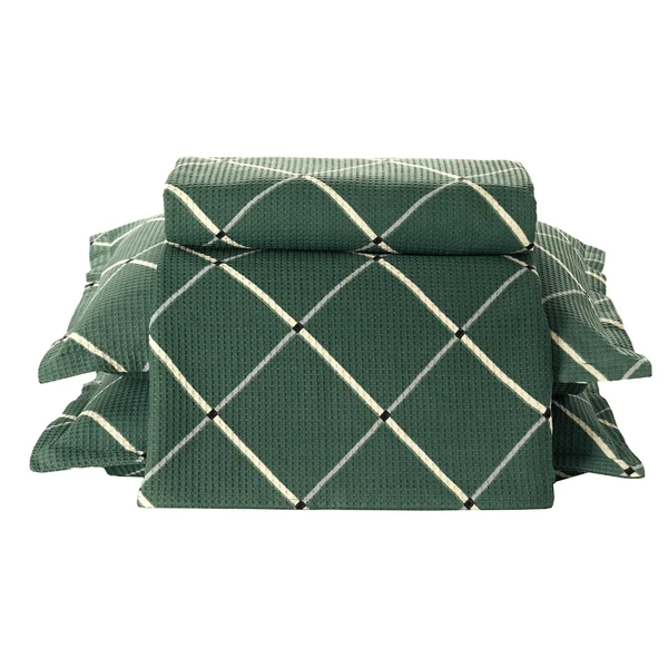 KIT COLCHA CASAL GAIA PIQUÊ VERDE ESCURO DOHLER
