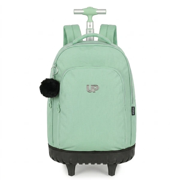 MOCHILA LUXCEL NYLON CRINKLE RODINHA COM POMPOM