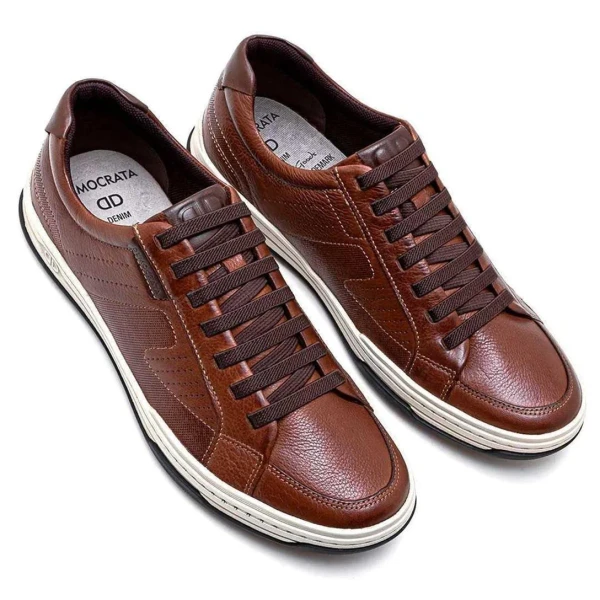 SAPATÊNIS MASCULINO DEMOCRATA DENIM JAY EM COURO